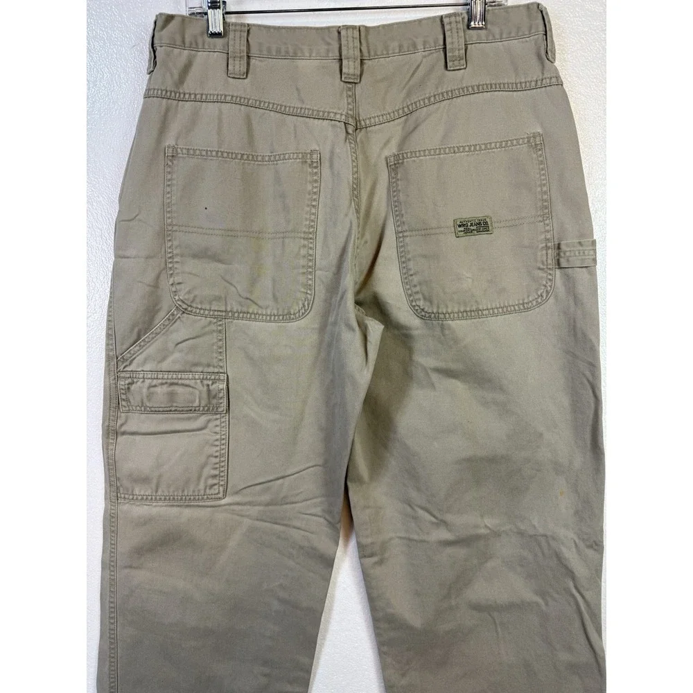 Wrangler‎ Pants Jeans Mens 34x32 Carpenter Khaki Beige Work Casual Straight Leg